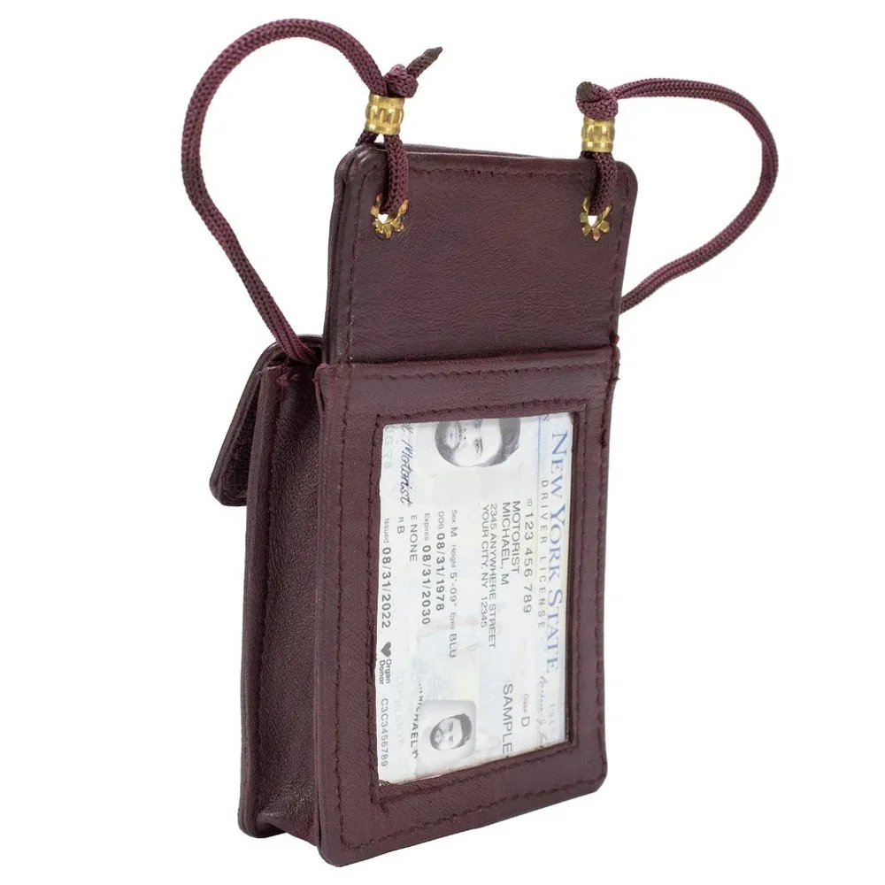 Genuine Leather ID Holder foe men/Women, ID Card Organizer for School, Office